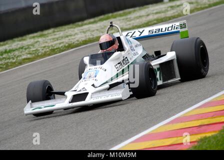 Sul circuito del Mugello il 1 aprile 2007: Sconosciuto eseguito su Classic F1 auto 1978 Williams FW 06 sul circuito del Mugello in Italia durante il Mugello Historic Festival. Foto Stock