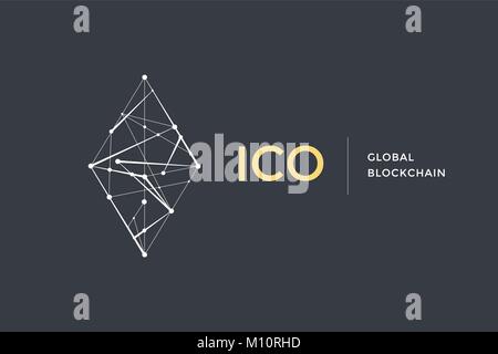 Etichetta del modello per la tecnologia blockchain Illustrazione Vettoriale