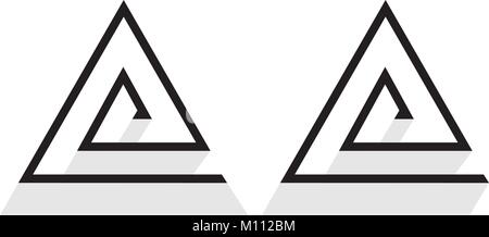 Astrazione dalle linee a forma di triangolo, design a spirale del logo aziendale Illustrazione Vettoriale