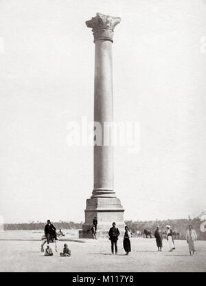 La colonna di Pompeo/colonna, Alessandria, Egitto, c.1870's Foto Stock