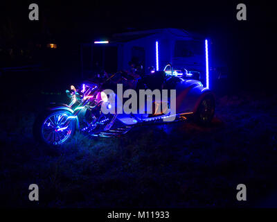 Il Trike sul display a Ashover festa delle luci Foto Stock