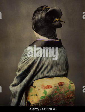 Geisha Vista posteriore (obi anta), Giappone Foto Stock
