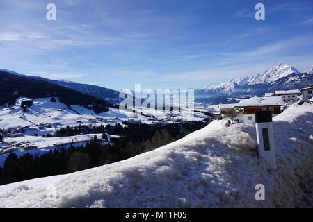 Schwaz Tirolo Pillberg ski resort Winter 2018 con un sacco di neve Foto Stock