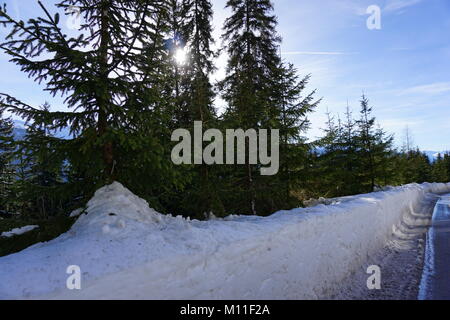 Schwaz Tirolo Pillberg ski resort Winter 2018 con un sacco di neve Foto Stock