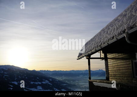 Schwaz Tirolo Pillberg ski resort Winter 2018 con un sacco di neve Foto Stock