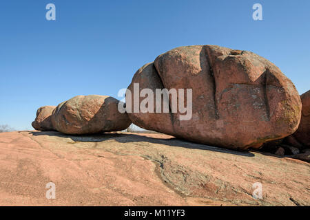 Massi di granito su un affioramento di granito in Elephant Rocks Parco dello Stato del Missouri Foto Stock