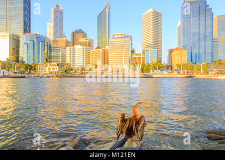 Perth skyline al tramonto Foto Stock