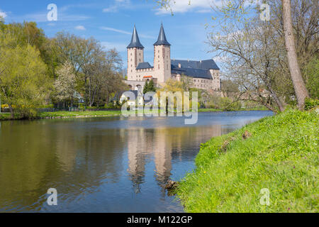Rochlitz Castello sul fiume Zwickauer Mulde,Sassonia, Germania Foto Stock