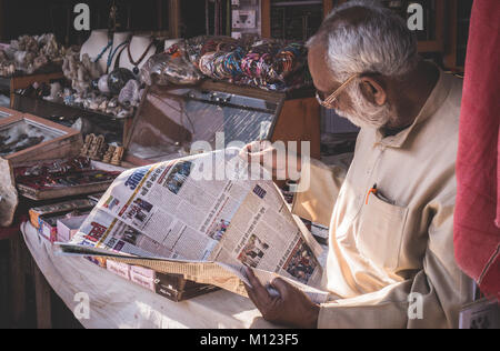 Street Market, negozi, Pushkar, Rajasthan Foto Stock