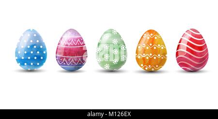 Set di multi-colore di uova di Pasqua. Illustrazione Vettoriale. Illustrazione Vettoriale
