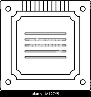 Moderne CPU multicore contorno icona Illustrazione Vettoriale