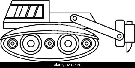 Escavatore con martello idraulico contorno icona Illustrazione Vettoriale
