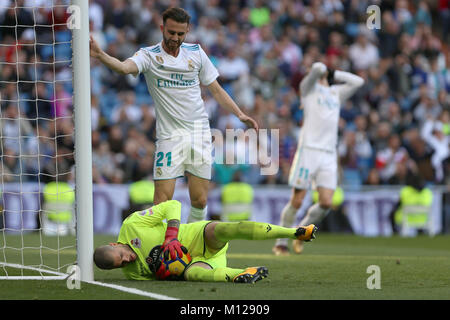 MADRID, Spagna. 21 gennaio 2018 - Ruben Martinez con la sfera e Borja Mayoral accanto a lui. Raddoppia per Cristiano Ronaldo, Balla e Nacho, accanto a Foto Stock