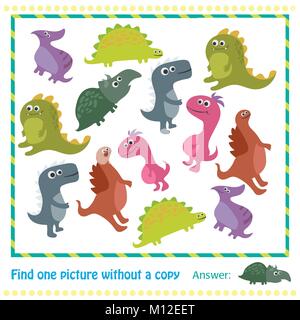 Bambini gioco educativo.illustrazione vettoriale del puzzle per bambini con il cartoon dinosaur Illustrazione Vettoriale