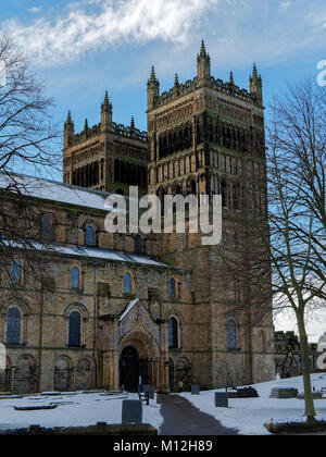 DURHAM, County Durham/UK - gennaio 19 : Ingresso alla Cattedrale di Durham, County Durham on gennaio 19, 2018 Foto Stock