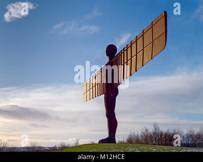GATESHEAD, Tyne and Wear/UK - gennaio 19 : Vista di angelo del nord di una scultura in Gateshead, Tyne and Wear on gennaio 19, 2018 Foto Stock