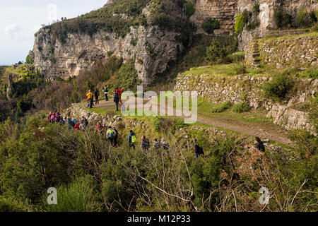Sentiero degli Dei (Italia) - percorso trekking da Agerola per Nocelle in costiera amalfitana, chiamato " Il Sentiero degli Dei' in Campania, Italia Foto Stock