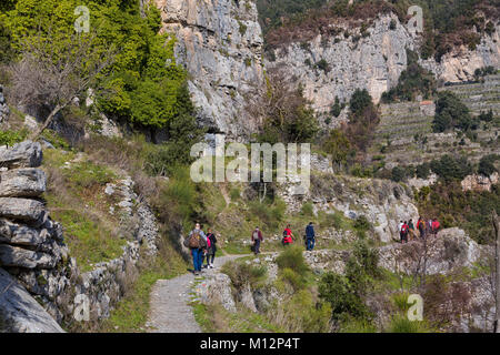 Sentiero degli Dei (Italia) - percorso trekking da Agerola per Nocelle in costiera amalfitana, chiamato " Il Sentiero degli Dei' in Campania, Italia Foto Stock