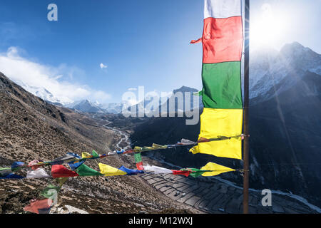 Viste da un trekking di acclimatazione sopra Dingboche, Nepal Foto Stock