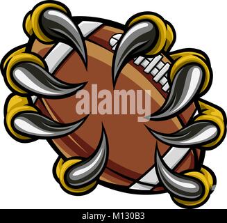 Monster artiglio animale tenendo il football americano la sfera Illustrazione Vettoriale