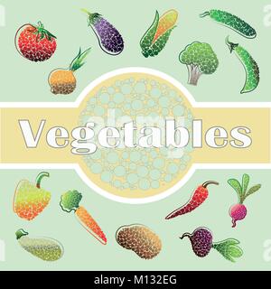 Doodle colorate di frutta e verdura. Disegno vettoriale illustrazione dei cibi sani. Illustrazione Vettoriale