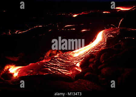 Flusso di lava sulla Big Island delle Hawaii, vulcano Kilauea Foto Stock