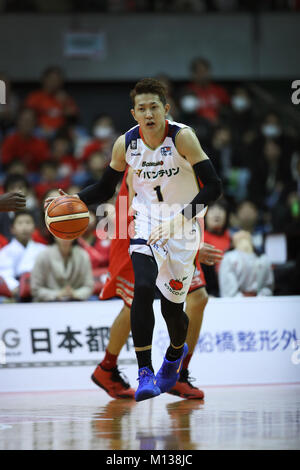 Chiba, Giappone. Xx gen, 2018. Takuya Kawamura (B-Corsari) Basket : 2017-18 B.LEGA B1 gioco tra getti di Chiba 95-79 Yokohama B-Corsari a Chiba Arena porta a Chiba, Giappone . Credito: Takahisa Hirano/AFLO/Alamy Live News Foto Stock