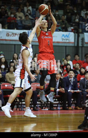 Chiba, Giappone. Xx gen, 2018. Tomokazu Abe (Jet) Basket : 2017-18 B.LEGA B1 gioco tra getti di Chiba 95-79 Yokohama B-Corsari a Chiba Arena porta a Chiba, Giappone . Credito: Takahisa Hirano/AFLO/Alamy Live News Foto Stock