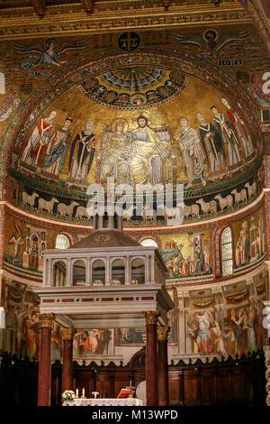 Italia Lazio, Roma, centro storico sono classificati come patrimonio mondiale dall' UNESCO, il XII secolo il mosaico in Santa Maria in Trastevere basilica Foto Stock