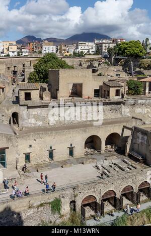 L'Italia, Campania, Herculanum, elencati come patrimonio mondiale dall' UNESCO, il sito archeologico e sul Vesuvio Foto Stock