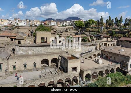 L'Italia, Campania, Herculanum, elencati come patrimonio mondiale dall' UNESCO, il sito archeologico e sul Vesuvio Foto Stock