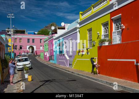 Sud Africa, Western Cape, Cape Town, le case colorate di Bo-Kaap, il Quartiere Malay Foto Stock