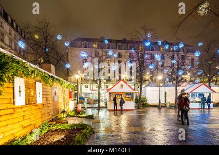 Francia, Parigi, il quartiere di Les Halles, il mercatino di Natale a Place des Innocents Foto Stock