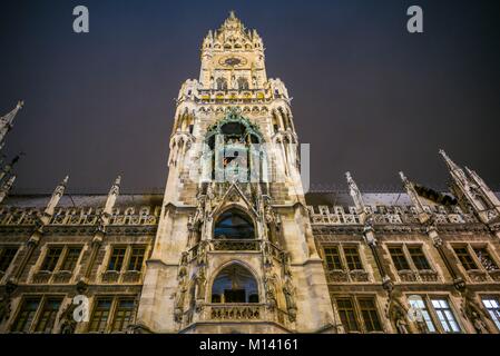 In Germania, in Baviera, Monaco di Baviera, Rathaus, Monaco town hall, sera Foto Stock