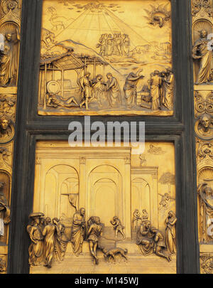 Europa,l'Italia,Toscana,Firenze,close-up di porte al Battistero di San Giovanni Foto Stock