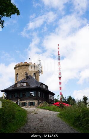 Josefs lookout tower a Mount Klet, Blansky foresta, Repubblica Ceca Foto Stock