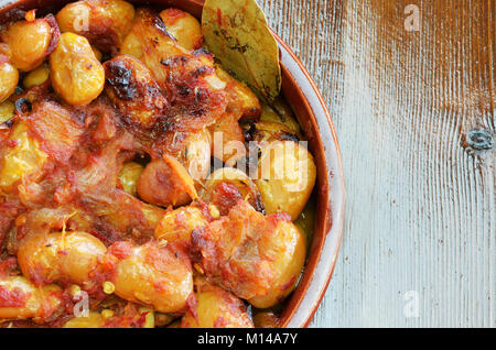 Cotto al forno fagioli giganti noto come gigantes Foto Stock