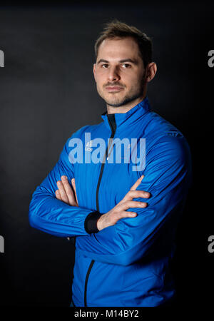 Dom Parsons durante un arredare la sessione in ADIDAS Stockport. Stampa foto di associazione. Picture Data: lunedì 22 gennaio, 2018. Foto di credito dovrebbe leggere: Tim Goode/PA FILO Foto Stock