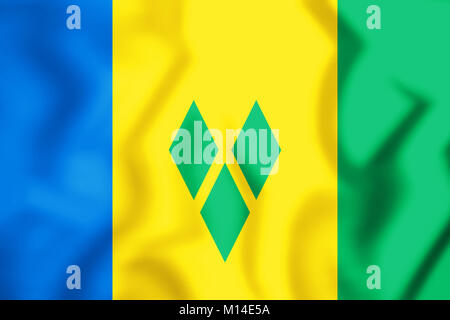 3D Bandiera di Saint Vincent e Grenadine. 3D'illustrazione. Foto Stock