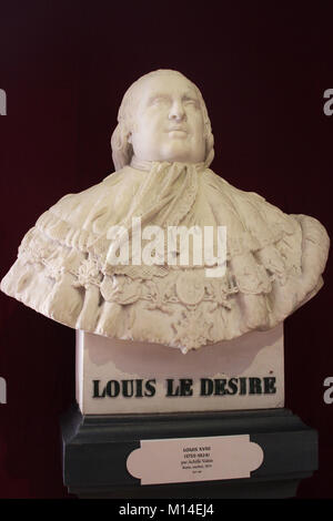 Busto in marmo di Luigi XVIII (Louis de desiderio) (1755-1824), nel 1814 da Achille Valois, Il Palazzo di Versailles, Ile-De-France, Francia. Foto Stock