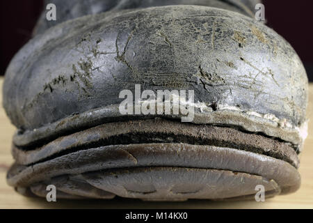 Chiusura del vecchio usurato combattere il boot Foto Stock