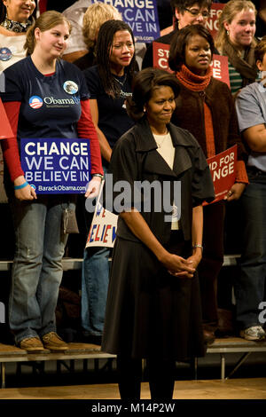 Una campagna di rally in Columbia, nella Carolina del Sud, per poi il senatore e candidato presidente degli Stati Uniti Barack Obama. Foto Stock
