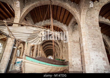 Vista interna del museo Marritime a Barcellona royal cantiere,area portuale,Barcellona. Foto Stock