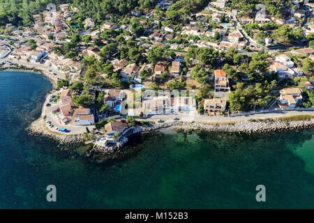 Francia, Bouches du Rhone, Saint Mitre les Remparts, Varage distretto, Etang de Berre (vista aerea) Foto Stock