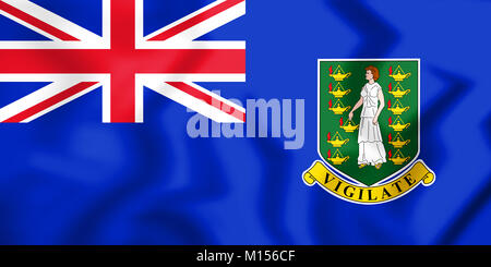 3D Bandiera delle Isole Vergini Britanniche. 3D'illustrazione. Foto Stock