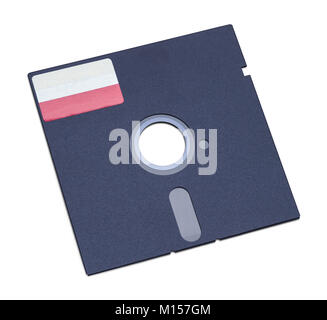 Vecchio computer Vintage Floppy Disc isolati su sfondo bianco. Foto Stock
