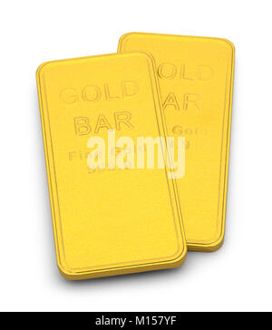 Due piccoli Oro Bar isolato su uno sfondo bianco. Foto Stock