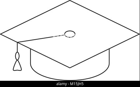Scuola college university line art poster icona hat spazzola. Illustrazione Vettoriale