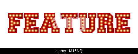 Funzione word realizzato dal rosso vintage lampadina lettering isolate su un bianco. Il rendering 3D Foto Stock