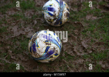 Un fango di calcio a Bognor Regis, West Sussex, Regno Unito. Foto Stock